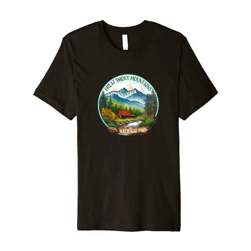 Great Smoky Mountains Apparel Accessories & Decor Great Smoky Mountains National Park Vintage Scene Souvenir Premium T-Shirt