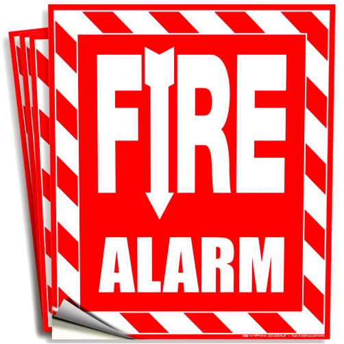 iSYFIX Fire Alarm Sticker Signs Stickers - 4 Pack 6x7 Inch - Premium Self-Adhesive Vinyl, Laminated for Ultimate UV, Weather, Scratch, Water and Fade Resistance, Indoor and Outdoor Red