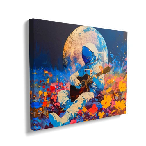 WHOYOULOVE Astronaut Canvas Wall Art Space Posters Moon Pictures Guitar Painting Astronaut Modern Prints Framed Artwork for Bathroom Living Room Home Wall Decor 12