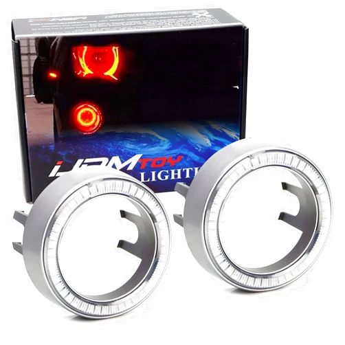 iJDMTOY One Pair Brilliant Red 40-SMD LED Halo Ring Angel Eyes Shrouds for Fog Light Customization or Light Retrofit DIY Use