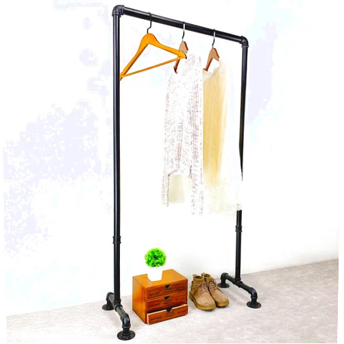 MBQQ Industrial Pipe Clothing Rack,29.9in Length Vintage Commercial Grade Pipe Clothes Racks,Rolling Rack for Hanging Clothes Retail Display,Heavy Duty Steampunk Iron Garment Racks,Black