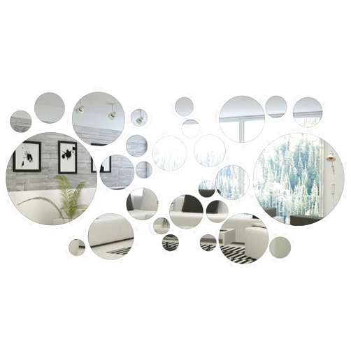 Shappy 32 Pieces Removable Acrylic Mirror Setting Wall Sticker Decal for Home Living Room Bedroom Decor (Round Circle, 32 Pieces)