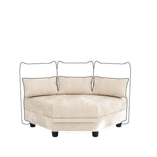 LLappuil 6-Side Corner Ottoman for Modular Sectional Sofa with Large Storage, Only for Corner Backrest, Chenille Square Footrest Module 25.6 * 25.6 Inch, Khaki