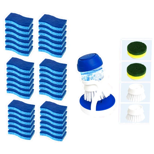 CELOX 36 Pack Dish Sponge for Kitchen and Dish Washing Brush for Dish Wash,4 Replacement Heads and Holder Dish Brush, Leak-Free Guarantee Soap Dispensing Dish Brush, Non-Scratch Sponge Kitchen Brush
