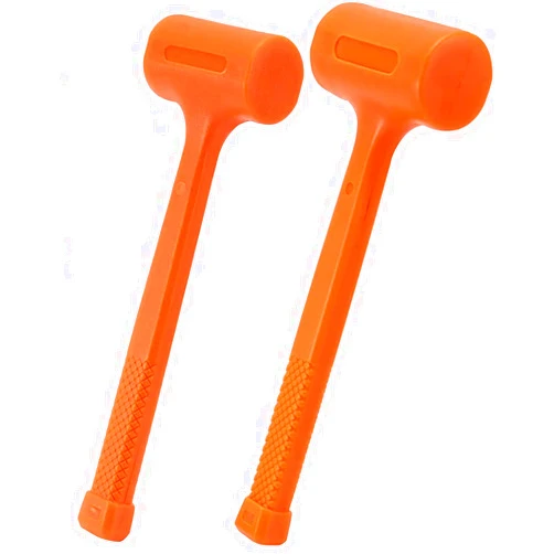 ATEpro 2pc UNI-CAST 2-LB HI-VIZ NEON SAFETY ORANGE DEAD BLOW HAMMER MALLET NON-SPARKING