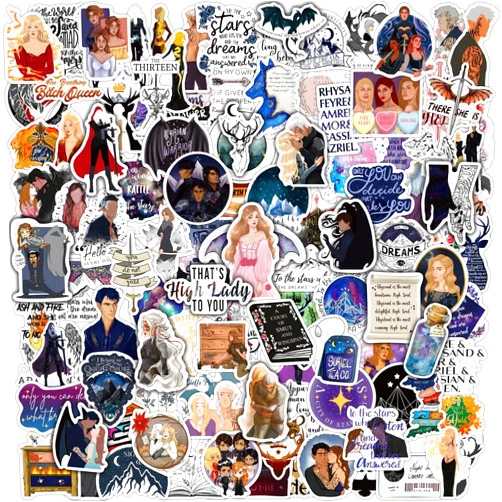 Joyppy 114 PCS SJM Book Stickers, Fantasy Bookish Acotar Stickers for Kindle, iPad, Laptops, Water Bottles, Throne of Glass Acotar Merch Matte Waterproof Sticker Pack Gifts for Adults
