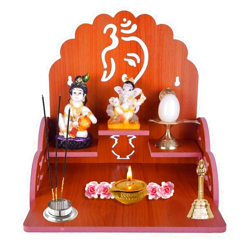 Primefair Wooden Wall Mounted Hanging Puja Temple Wood God Stand for Pooja Room | Mandir Devghar Stand Temple Home Temple Home Wall Temple Waterproof (TEMPLE-003-401)