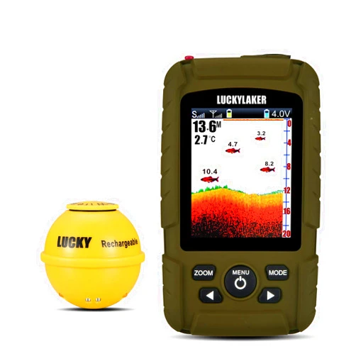 LUCKY Portable Sonar Fish Finder Boat Depth Fishing Fish Finders Waterproof Handheld Wireless Fishing Finder Kayak Transducer Depth Finders for Ice Fishing Sea