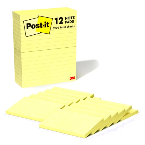 Post-it Pop-up Notes 3x5 in, 12 Pads, America's’s #1 Favorite Sticky Notes, Canary Yellow, Clean Removal, Recyclable (635-5PKSS)