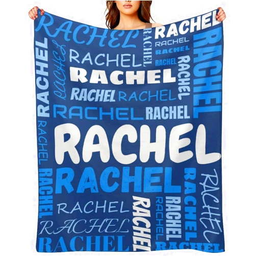 KEOQOWEK Personalized Blanket with Name - Ultra Soft Flannel, Throw for Kids, Teens, and Adults, Customized Birthday Gifts Printed in The USA Dark Blue