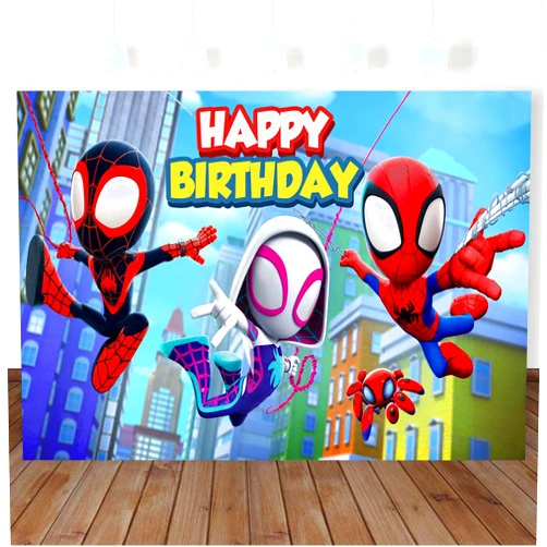 BewFar 8X6FT Spider Hero Party Photography Backdrop Spidey Friends Background Baby Shower Supplies Boys Kids Portrait Banner Decoration Photo Booth Studio Prop