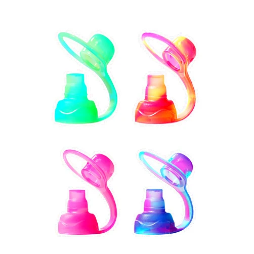 ChooMee SoftSip Food Pouch Top | Baby Led Weaning | No Spill Flow Control Valve, Protects Childs Mouth, 100% Silicone, BPA Free | Swirl Colors, 4 CT