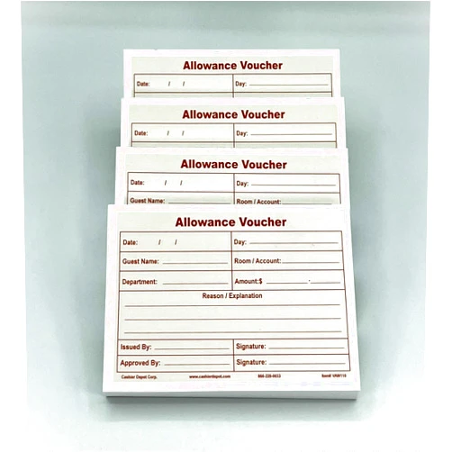 CASHIER DEPOT YOUR ONE STOP SHOP FOR ALL CASHIER'S NEEDS 500 Cashier Depot Hotels/Motels Front Desk (Allowance) Vouchers, Receipts, Forms 5 1/2