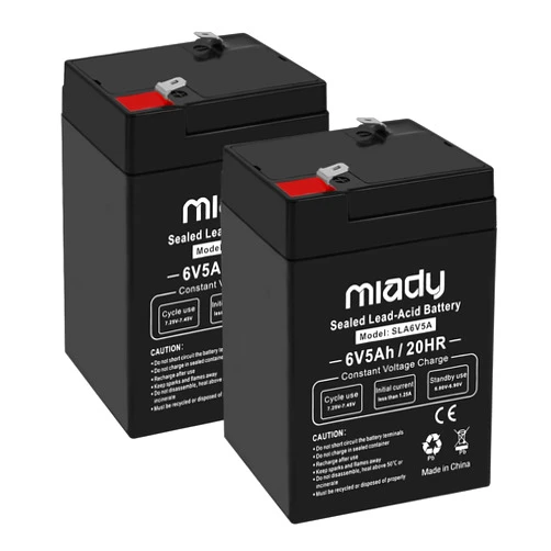 Miady 6V 5Ah Rechargeable Sealed Lead Acid Battery(2 Pack)