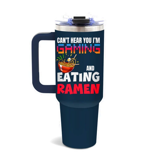 DUUV Gamer Gifts, Gamer Tumbler 40 Oz, Stainless Steel Insulated Mug, Gaming and Ramen Design, Best Gift for Gamers, Birthday Gifts for Gaming Lovers, Fun Gamer Accessory with Handle and Straw
