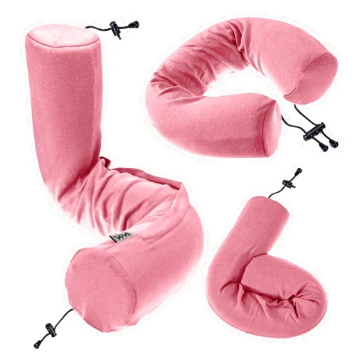 Dot&Dot Twist Memory Foam Travel Pillow for Airplanes - Travel Neck Pillow for Sleeping - Airplane Pillow for Neck Support, Chin, Lumbar and Leg - Adjustable, Bendable Neck Roll Pillow