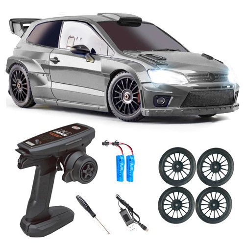 Moonzeamus LDRC 2801PRO 1/28 Mini RC Drift Car GTR 2.4GHz 4WD RTR with Gyro and 4PCS Drift Tires Racing Radio Control Cars (Silvery)