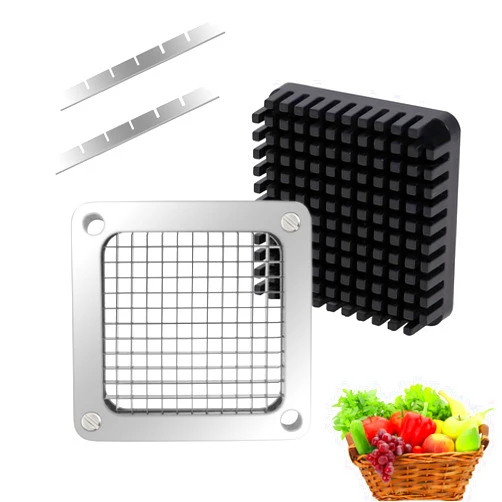KELEYU Replacement Chopper 1/4‘’Blade,Commercial Vegetable Chopper Dicer Stainless Steel Blade and Pusher Block for Fruit Cutting Machine Tomato onion French Fries Cutter