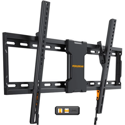 Perlegear UL-Listed Tilting TV Wall Mount for Most 37-82 inch TVs up to 132 lbs, Low Profile Tilt TV Mount Wall Bracket for Flat or Curved TVs, Fits 24”/18”/16” Studs, Max VESA 600x400mm, PGLT2