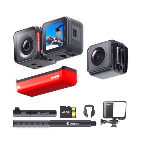 Insta360 ONE RS Twin Edition Creator Kit – Waterproof 4K 60fps Action Camera & 5.7K 360 Camera with Interchangeable Lenses, Stabilization, 48MP Photo, Active HDR, AI Editing