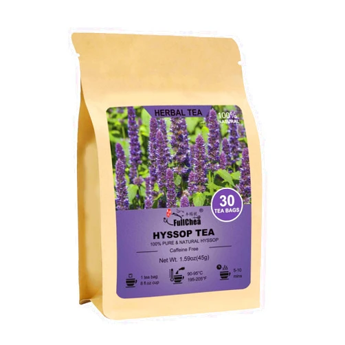 FullChea - Hyssop Tea Bags, 30 Teabags, 1.5g/bag - Premium Hyssop - Non-GMO - Caffeine-free - Support Digestion & Promote Relaxation
