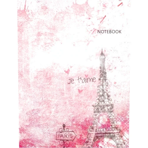 Perfect Journals,Do Great Things Notebook: Pink Eiffel Tower Paris - Unruled 100 Pages - Large (8.5 x 11 inches)
