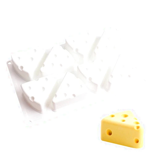 HOMUT Cheese Shape Silicone Mold, BPA Free 8 Cavities Food Grade Mould for Cheese Cake Mousse Cake Brownies Chocolate Cheese Ice Cream Soap 11.9''x7.1''x1.7''