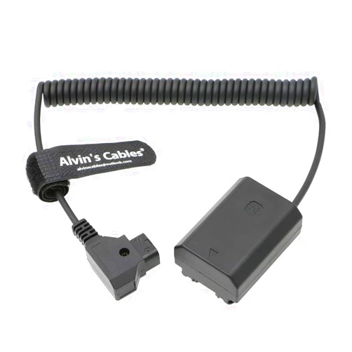 Alvin's Cables NP FZ100 Dummy Battery to D tap Coiled Power Cable for Sony A7III A7RIII A7SIII A7C A7IV A9 FX3 Camera