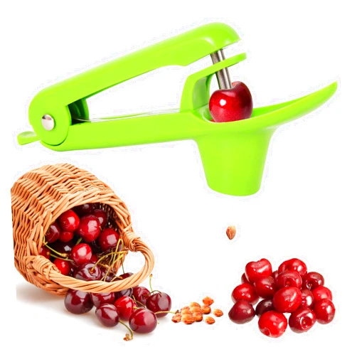 Asanta Cherry Pitter, Cherry Pitter Remover Tool, Stainless Steel Cherry Seed Remover, Cherry Stoner Fruit Pit Corer Deseeder, Olive and Cherry Pitters Core Tool with Space-Saving Lock Design (Green)