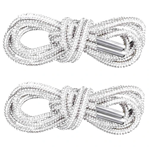 PAGOW 1Pairs Rhinestone Glitter Rope, Crystal Bling Bling Shiny Round Shoe Laces for Sneakers, Drawstring Cords Replacement for Sweatpants Shorts Crystal Hoodies (White)