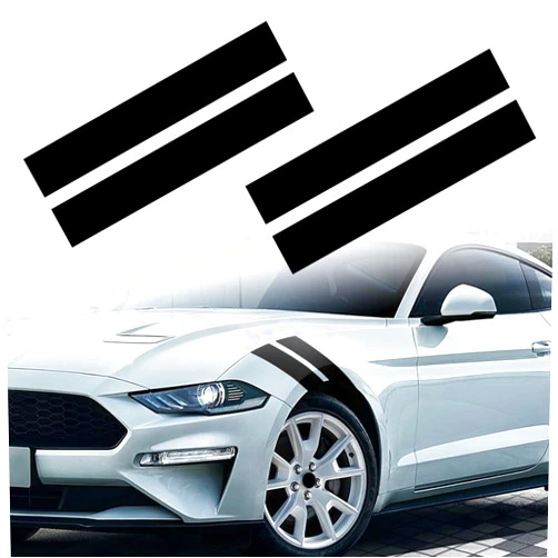 TOMALL 2 Pair Racing Sport Stripe Vinyl Decals for Car Fender Hood Bumper Trunk Auto Stripe Graphic Stickers Decorations for Pickup Vehicle SUV Truck Off-Road (Black)