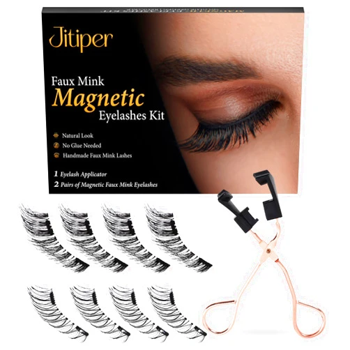 DIKAYI Natural Look Magnetic Eyelashes Kit - Reusable Dual Magnetic Lashes, No Glue or Eyeliner Needed, Comes with Applicator and 2 Pairs of Soft 3D False Eyelashes