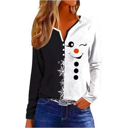 Beopjesk Christmas Shirts Women's Plaid Splicing Tshirt Holiday Long Sleeve Raglan Baseball Tops
