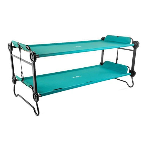 Disc-O-Bed Extra Large Portable Bunk Camping Cots with Carry Bags - Heavy-Duty Indoor or Outdoor Sleeping System, Converts to Bench or Separate Beds, 500 lb Weight Capacity Per Cot, Green