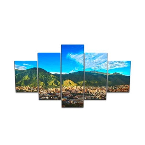 Skipvelo Caracas Venezuela Cityscape on a Sunny Afternoon Wall Art Canvas Prints Pictures Paintings Artwork Home Decor Stretched and Framed - 5 Pieces