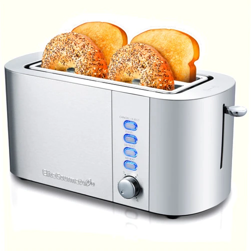 Elite Gourmet ECT4123 Long Slot 4 Slice Toaster, Extra Wide 1.5