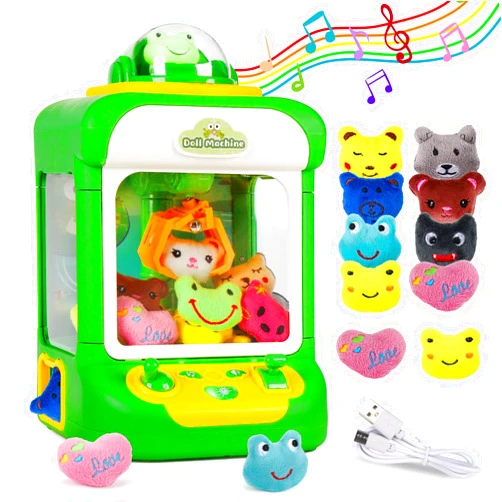 Basytodio Claw Machine for Kids, Mini Candy Vending Doll Machines with Music Light & Plush Grabber Prize Toys for Girl Boy 4-6 6-8 Electronic Indoor Arcade Game Party Easter Birthday Gift for 4 5 6 7 8 Year Old