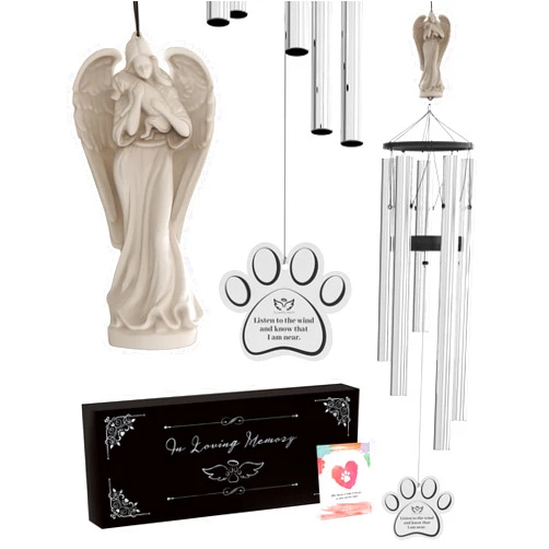 SYMPATHY HEARTS Angel Pet Memorial Wind Chime for Dogs - 34