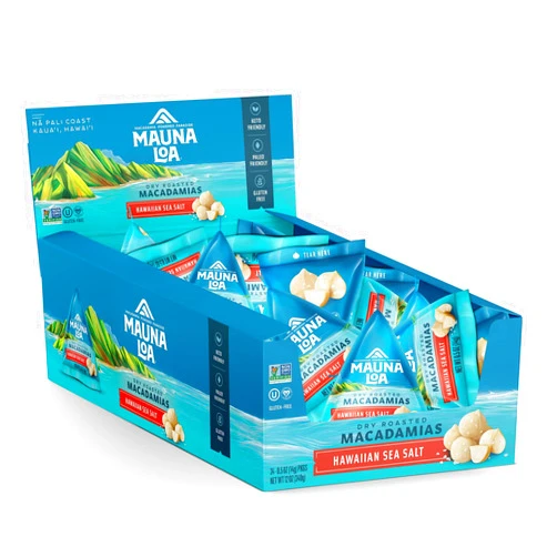Mauna Loa Roasted Macadamia Nuts, Roasted Salted Flavor, .5 Oz Pouches (Pack of 24)