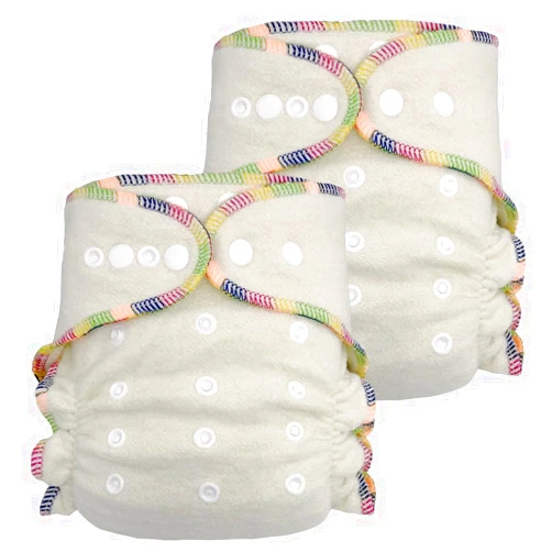 Ecoable Overnight Hemp Fitted Cloth Diaper: Adjustable One-Size with Snap Buttons and 2 Cotton Hemp Inserts, Unisex Baby (2-Pack)