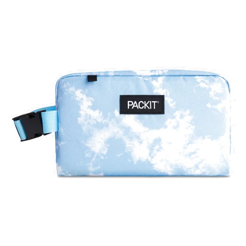 PackIt Freezable Snack Box, Blue Sky, Built with EcoFreeze Technology, Collapsible, Reusable, Zip Closure with Buckle Handle, Designed For Work Snacks, Fresh Snacks On the Go, Adults, and All Ages