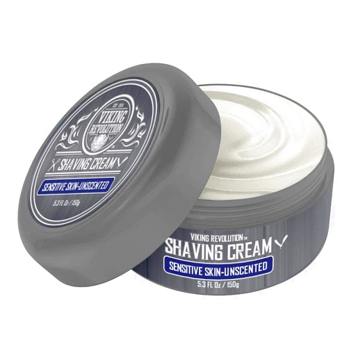 Viking Revolution Luxury Shaving Cream for Sensitive Skin- Unscented - Soft, Smooth & Silky Shaving Soap - Rich Lather for the Smoothest Shave - 5.3oz