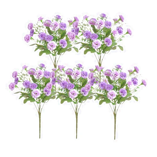 Migokrust 5 Pcs Simulation Lilac Flowers Bouquets(100 Silk Flowers) for Home Party Office Wedding Meeting Reception Table Decoration,Bulk High-end Lifelike Artificial Flowers Decor Pack[Lilac-Purple]