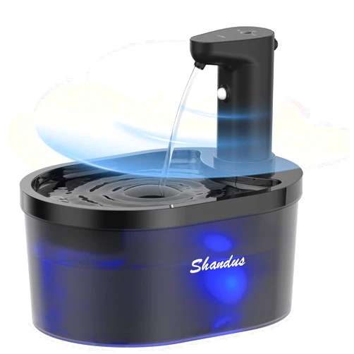 Shandus Wireless Cat Water Fountain Cordless, Automatic Pet Water Fountain 5000mAh Battery, 101oz/3L Cat Fountains for Drinking Motion Sensor for Cats Dogs Pets Indoor Outdoor, Ultra Quiet, Black