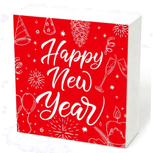 YGSDZY Happy New Year Sign, Christmas Wooden Box Sign, Farmhouse Home Decoration, Christmas Decor for Table Shelf, New Year Party Decorations, Farmhouse Rustic Tiered Tray Decorations