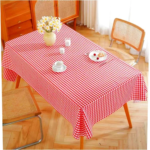 SZRWOPLO Checkered Rectangular Tablecloth, Waterproof PVC Tablecloth Suitable for Dinner, Party, Indoor and Outdoor 54.3 * 86.6in red