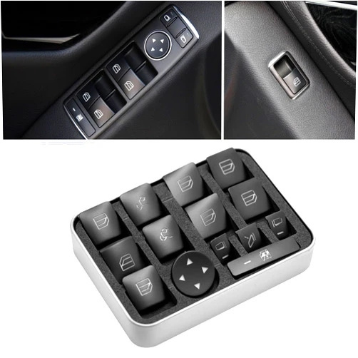 Moonlinks Inner Door Power Window Switch Button Covers Trim Sticker Replacement Compatible with Mercedes Benz A B C E G GLA CLA GLK GL ML GLE Class W204 W212 W246 W166 X166 X204 Tesla Modle X S 14 PCS