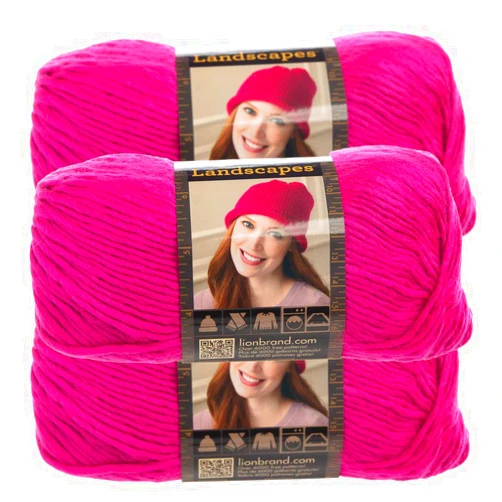 Lion Brand Yarn (3 Pack) Landscapes Yarn Acrylic 100 Percent Medium #4 Soft Yarn for Knitting Crocheting (Fushia) Fuchsia [545-146]