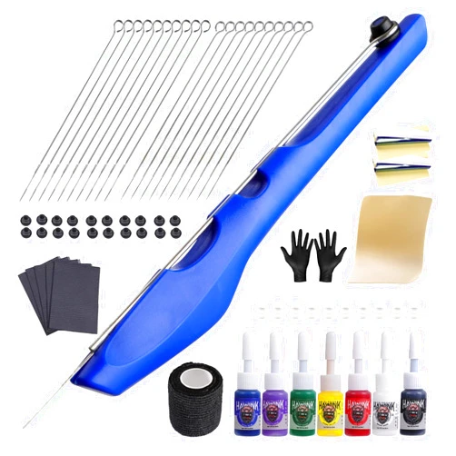 HAWINK Hand Poke and Stick Tattoo Kit DIY Tattoo Tool Kit Kit with 7 Ink 20 PCS Needles tattoo pattern template GK-HW803TN01-3