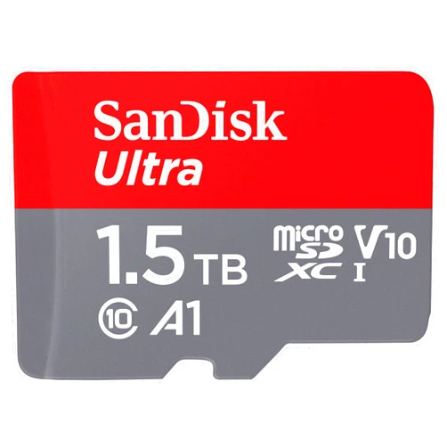 SanDisk 1.5TB Ultra microSDXC UHS-I Memory Card with Adapter - Up to 150MB/s, C10, U1, Full HD, A1, MicroSD Card - SDSQUAC-1T50-GN6MA [New Version]